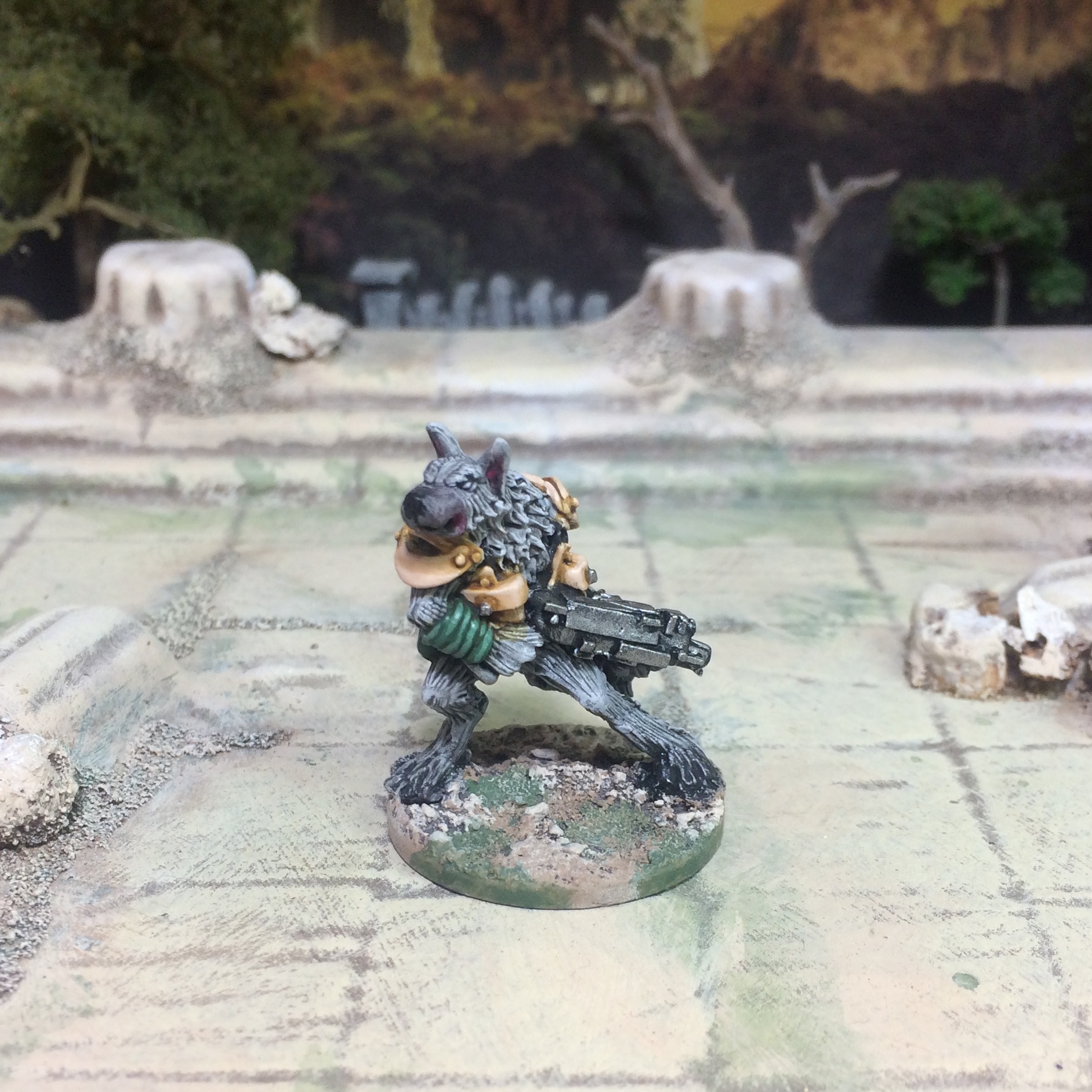 A Cobalt sci-fi wolf/dog mini with transparent base